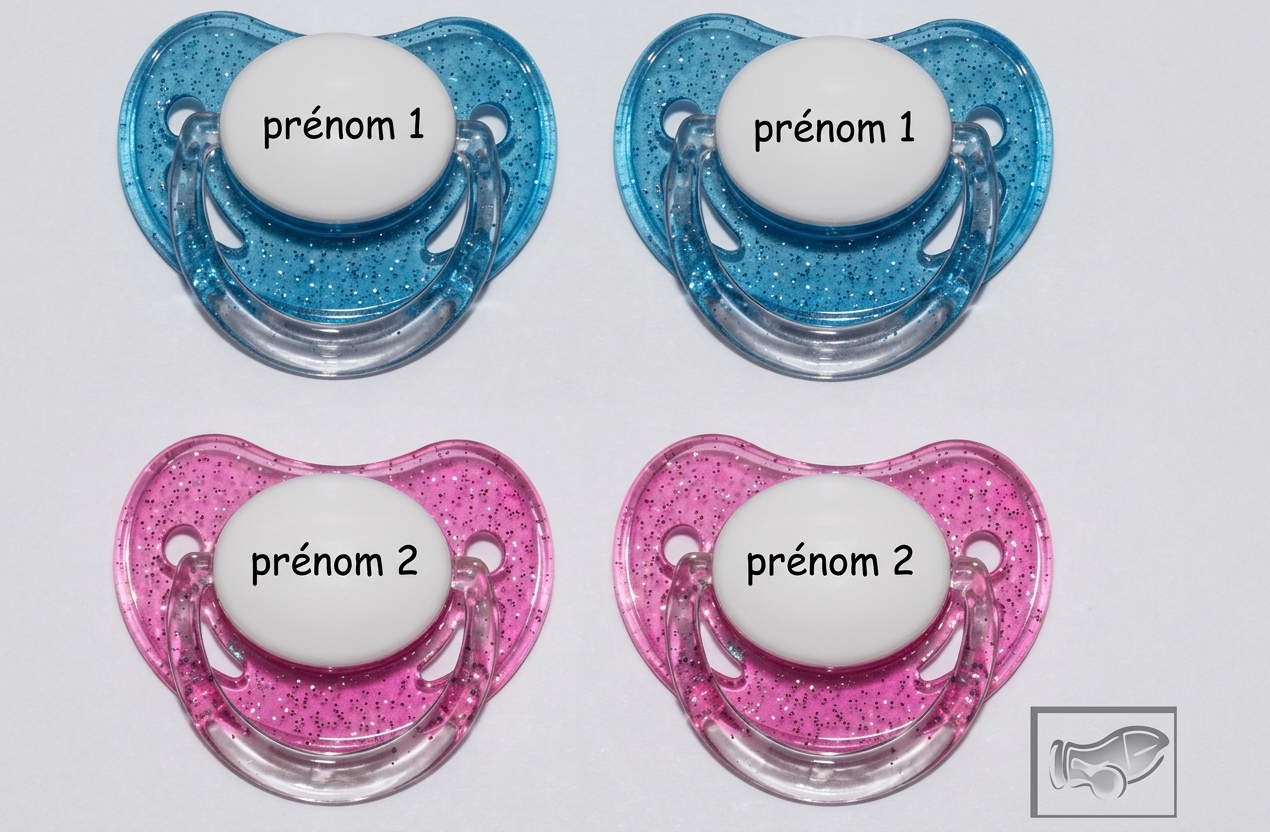 tétine physiologique avec prénom pour jumeaux garçon et fille…